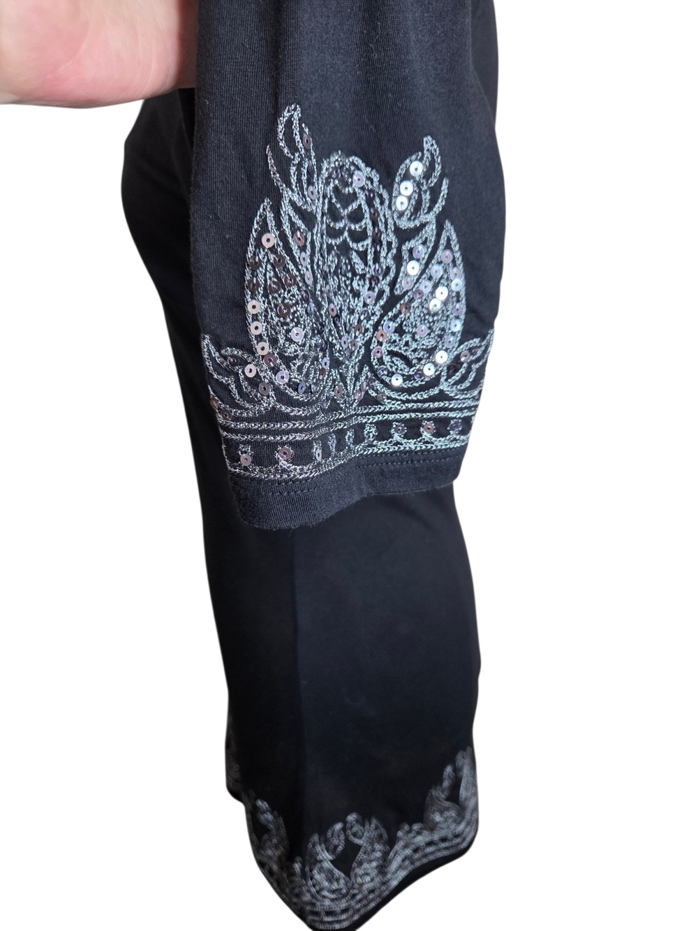 INC International Concepts Black Embroidered Tunic Top | Medium | Metallic V-Nec - Picture 12 of 16